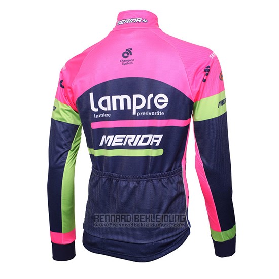 2016 Fahrradbekleidung Lampre Blau und Rosa Trikot Langarm und Tragerhose - zum Schließen ins Bild klicken